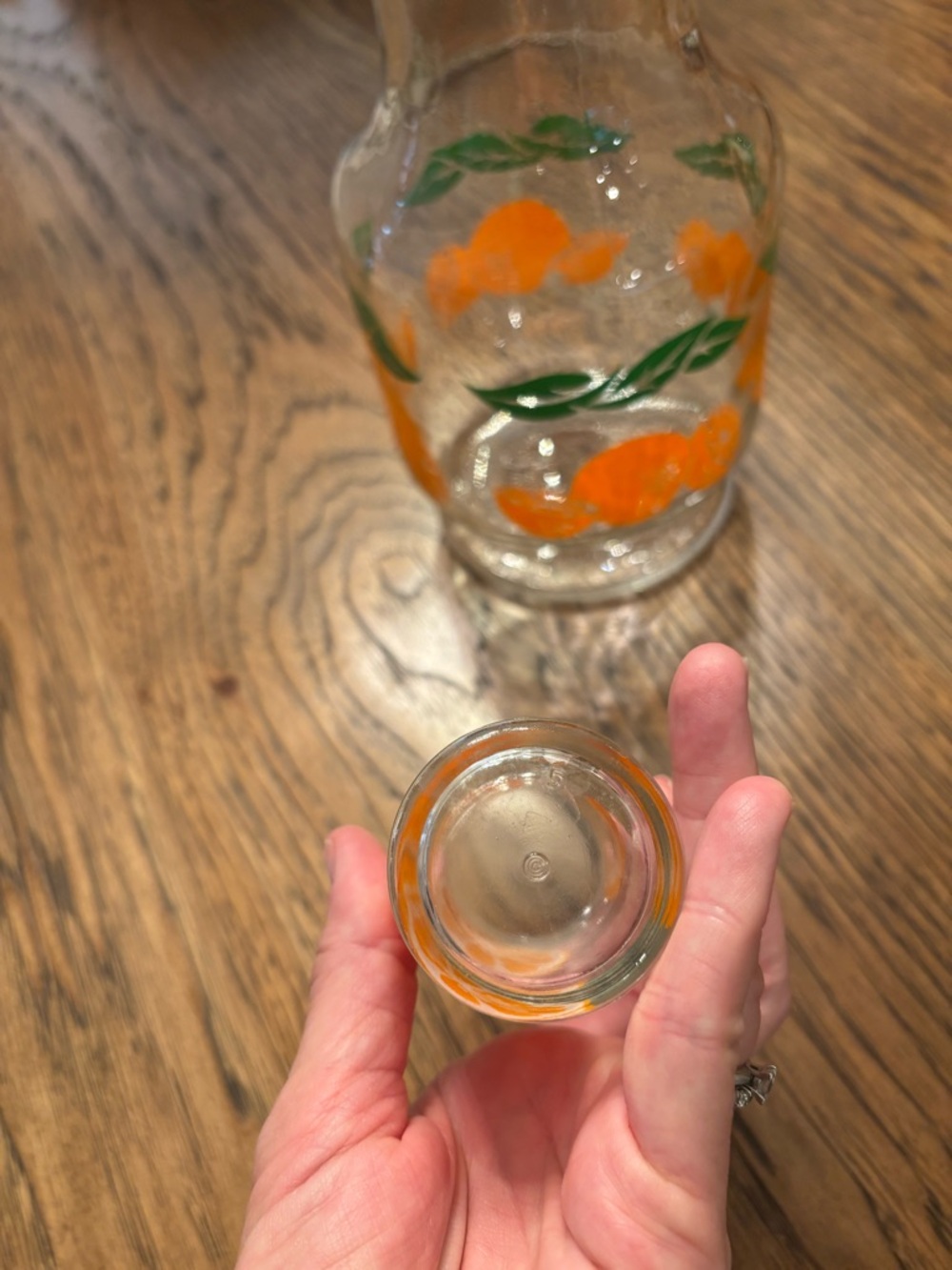Vintage 1960s Anchor Hocking Citrus Orange Juice Carafe & 4 Juice Glasses MCM - Picture 14 of 15
